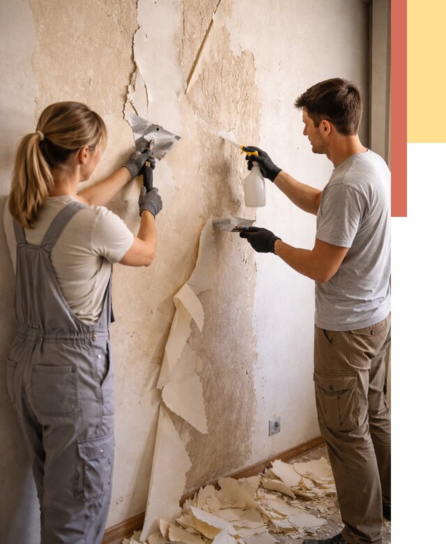 Снятие старых обоев в Гудермесе от 5380 руб. под ключ недорого | ОТДЕЛОЧНИК-Гдр