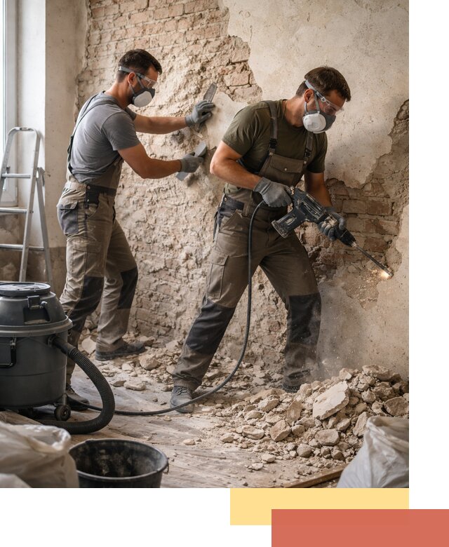 Демонтаж штукатурки со стен в Гудермесе быстро и аккуратно