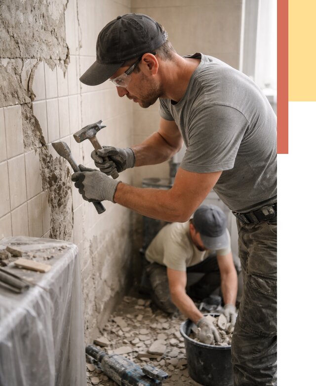 Демонтаж плитки со стен в Гудермесе от 871 руб. — быстро и недорого | ОТДЕЛОЧНИК-Гдр