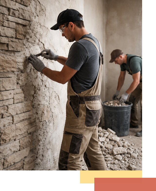 Демонтаж декоративного камня в Гудермесе профессионально и безопасно