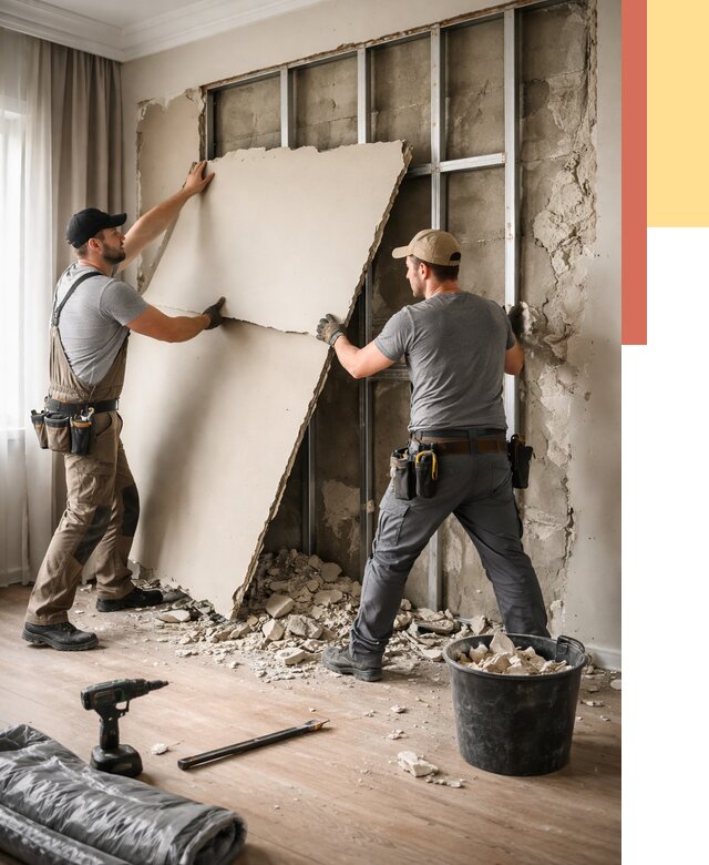 Демонтаж гипсокартона со стен в Гудермесе от 359 руб. — услуги демонтажа | ОТДЕЛОЧНИК-Гдр