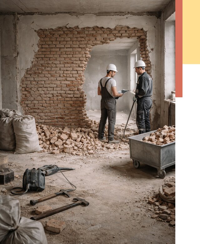 Демонтаж кирпичных стен в Гудермесе от 4304 руб. — быстро, недорого, под ключ | ОТДЕЛОЧНИК-Гдр