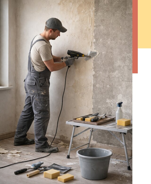 Очистка стен от клея в Гудермесе от 1896 руб. — снятие и удаление клея со стен | ОТДЕЛОЧНИК-Гдр