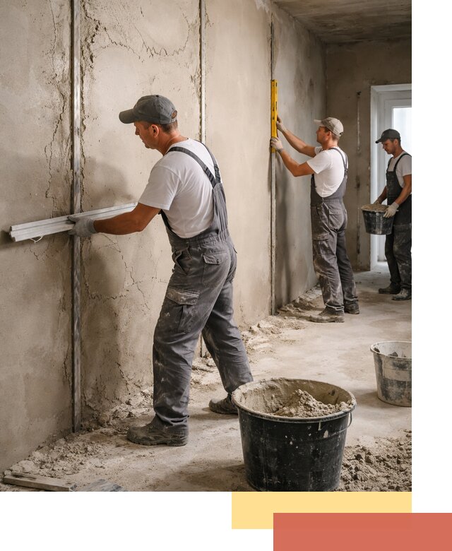 Штукатурка стен по маякам в Гудермесе — точная и ровная поверхность