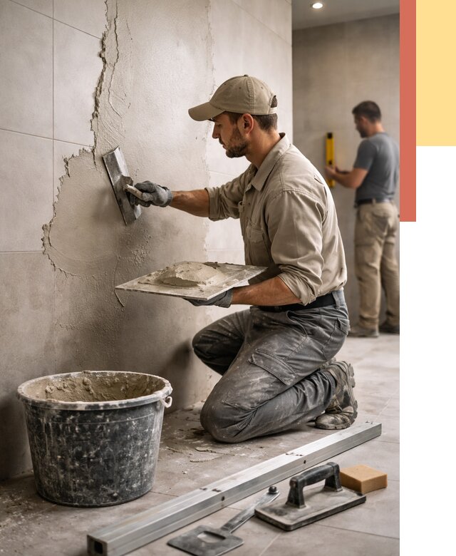 Штукатурка стен в ванной в Гудермесе от 4611 руб./м² — выравнивание под ключ | ОТДЕЛОЧНИК-Гдр