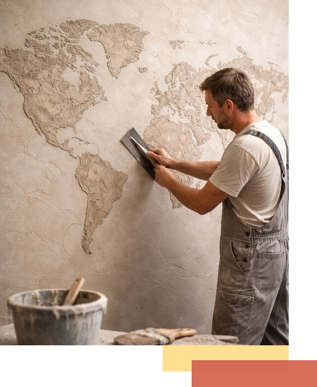 Декоративная штукатурка «Карта мира» под ключ в Гудермесе
