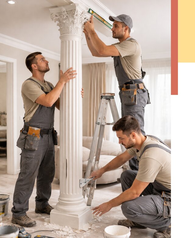 Установка декоративных колонн в Гудермесе от 12296 руб. под ключ | ОТДЕЛОЧНИК-Гдр