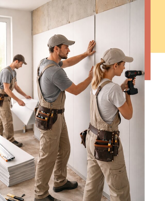 Монтаж ПВХ панелей на стены в Гудермесе от 461 руб/м2 — быстро и недорого | ОТДЕЛОЧНИК-Гдр