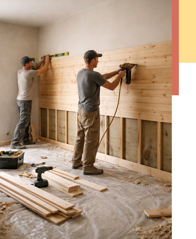 Монтаж деревянной вагонки на стены в Гудермесе от 7685 руб. | Услуги монтажа вагонки | ОТДЕЛОЧНИК-Гдр