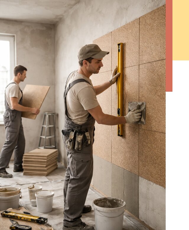 Монтаж пробковых панелей на стены в Гудермесе от 3586 руб. — ОТДЕЛОЧНИК-Гдр