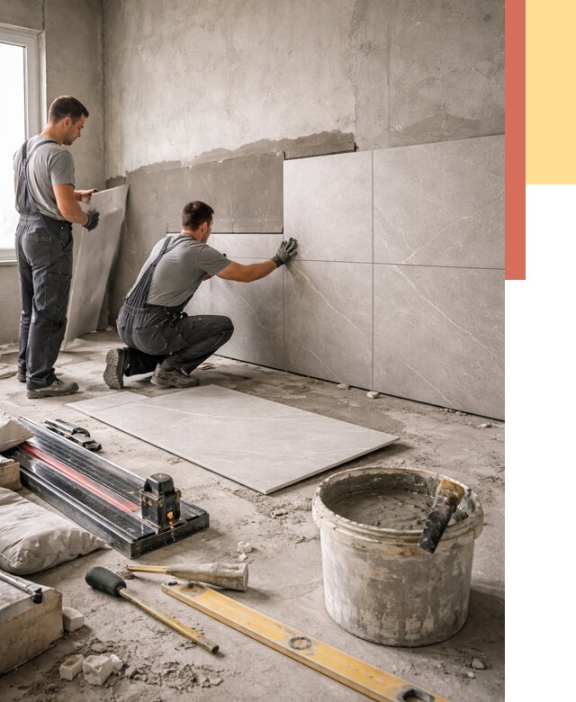 Облицовка стен керамогранитом в Гудермесе от 4304 руб./м² — услуги под ключ | ОТДЕЛОЧНИК-Гдр