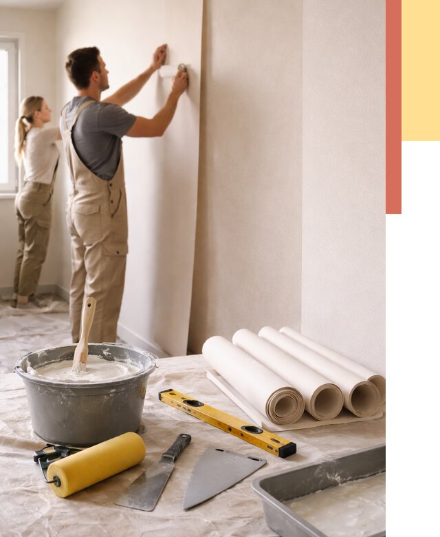 Поклейка бумажных обоев в Гудермесе от 5636 руб./м2 — быстро и недорого | ОТДЕЛОЧНИК-Гдр