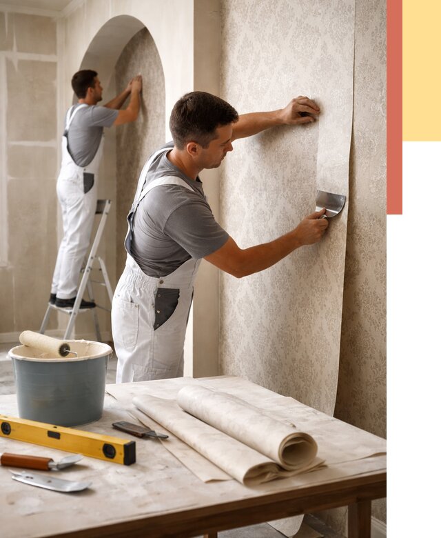 Поклейка обоев на сложные стены в Гудермесе от 2869 руб. под ключ | ОТДЕЛОЧНИК-Гдр