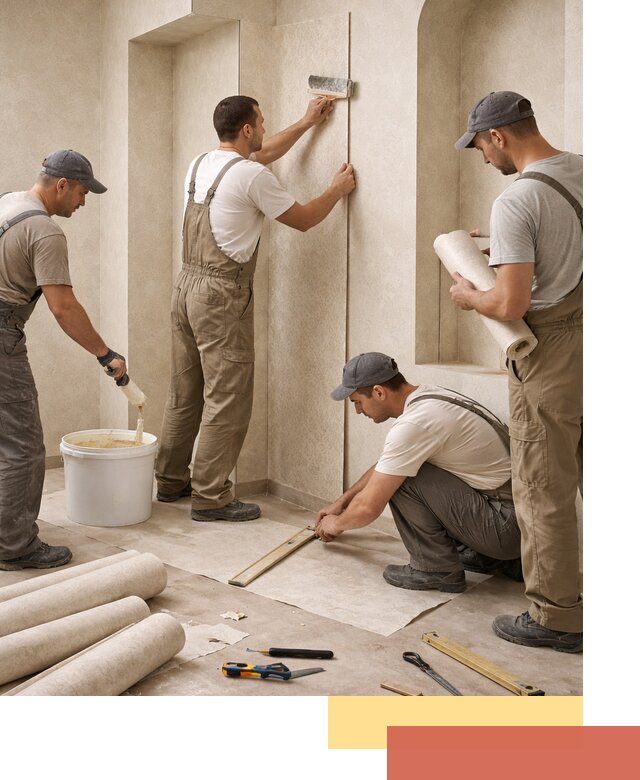 Поклейка обоев на сложные стены и неровные поверхности в Гудермесе