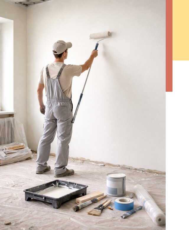 Покраска стен водоэмульсионной краской в Гудермесе от 461 руб. за м² | ОТДЕЛОЧНИК-Гдр