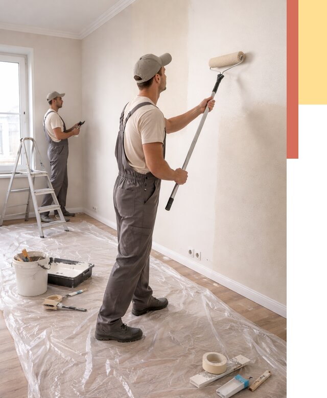 Покраска стен акриловой краской в Гудермесе от 3586 руб./м² — быстро и недорого | ОТДЕЛОЧНИК-Гдр