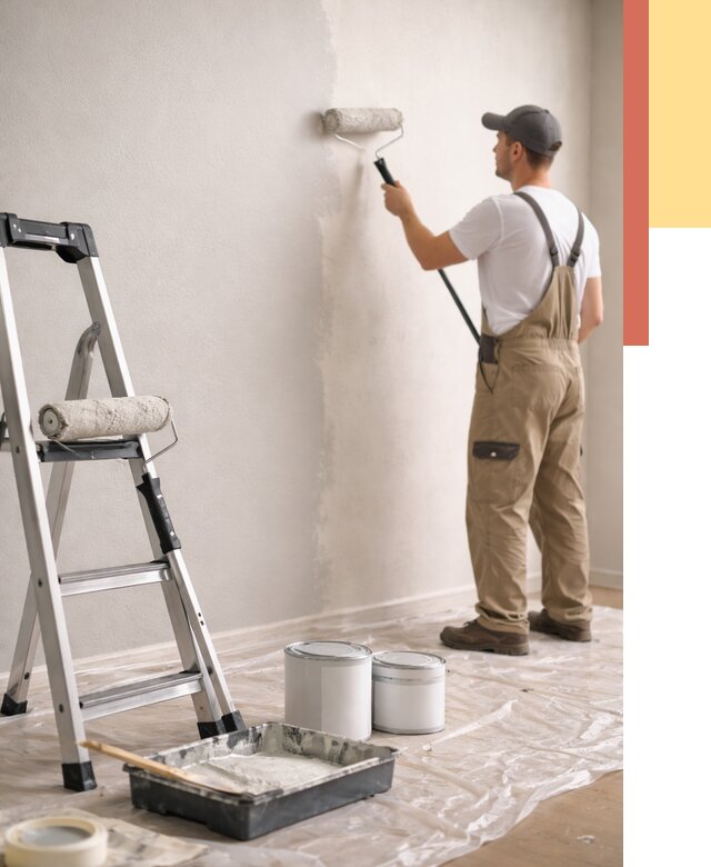 Покраска стен латексной краской в Гудермесе от 4611 руб. за м2 | ОТДЕЛОЧНИК-Гдр