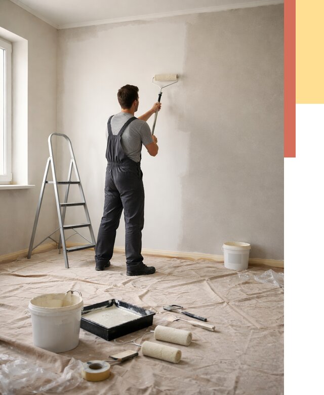 Покраска стен моющейся краской в Гудермесе от 359 руб./м² — быстро и недорого | ОТДЕЛОЧНИК-Гдр