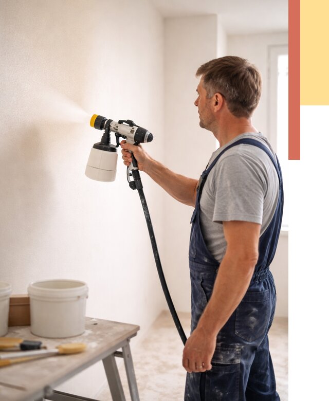 Покраска стен краскопультом в Гудермесе от 7685 руб. — механизированная покраска | ОТДЕЛОЧНИК-Гдр