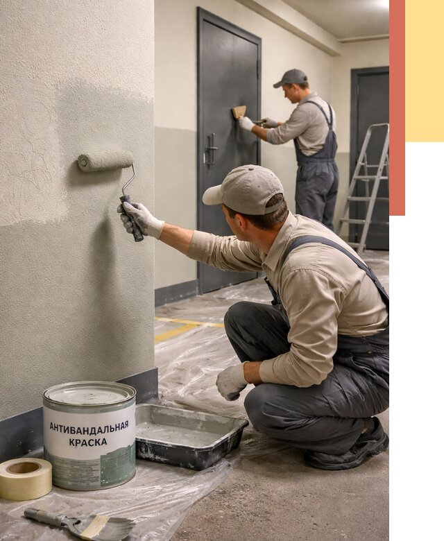 Покраска стен антивандальной краской в Гудермесе от 4611 руб./м² под ключ | ОТДЕЛОЧНИК-Гдр