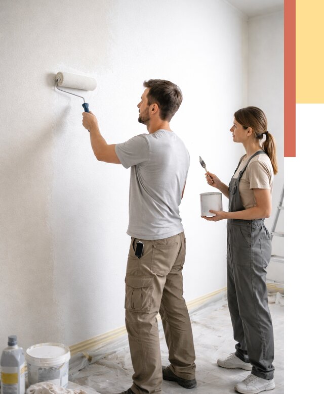 Окраска стен по стеклохолсту в Гудермесе от 4611 руб/м² под ключ | ОТДЕЛОЧНИК-Гдр