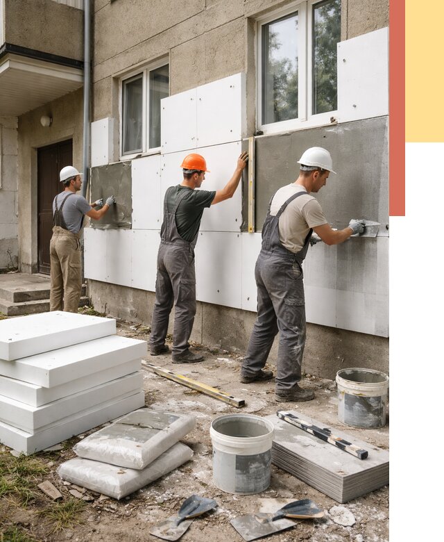 Утепление стен пенопластом в Гудермесе от 1793 руб. — недорого и под ключ | ОТДЕЛОЧНИК-Гдр