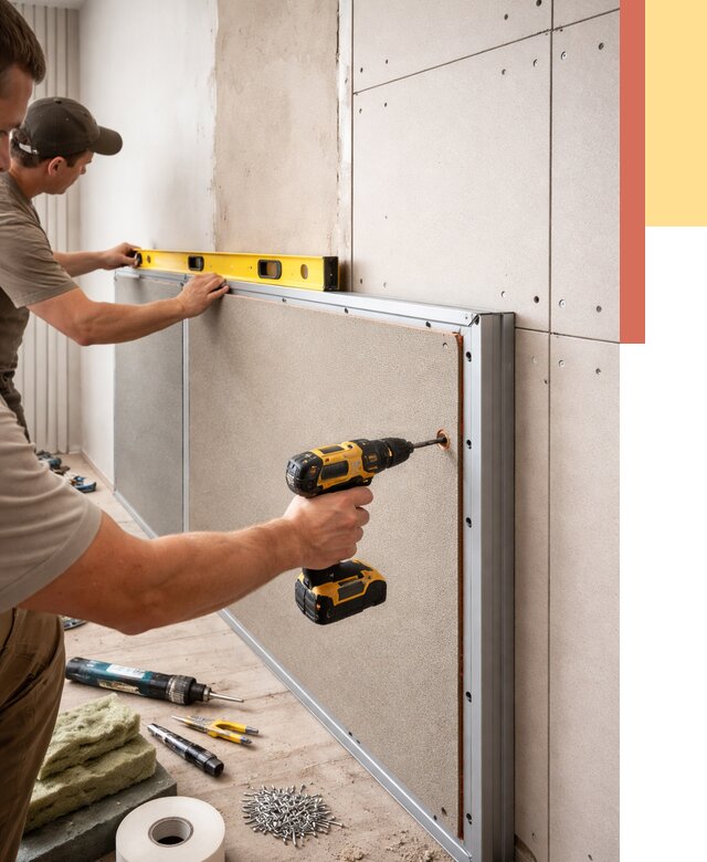 Шумоизоляция стен панелями ЗИПС в Гудермесе от 2254 руб./м² под ключ | ОТДЕЛОЧНИК-Гдр