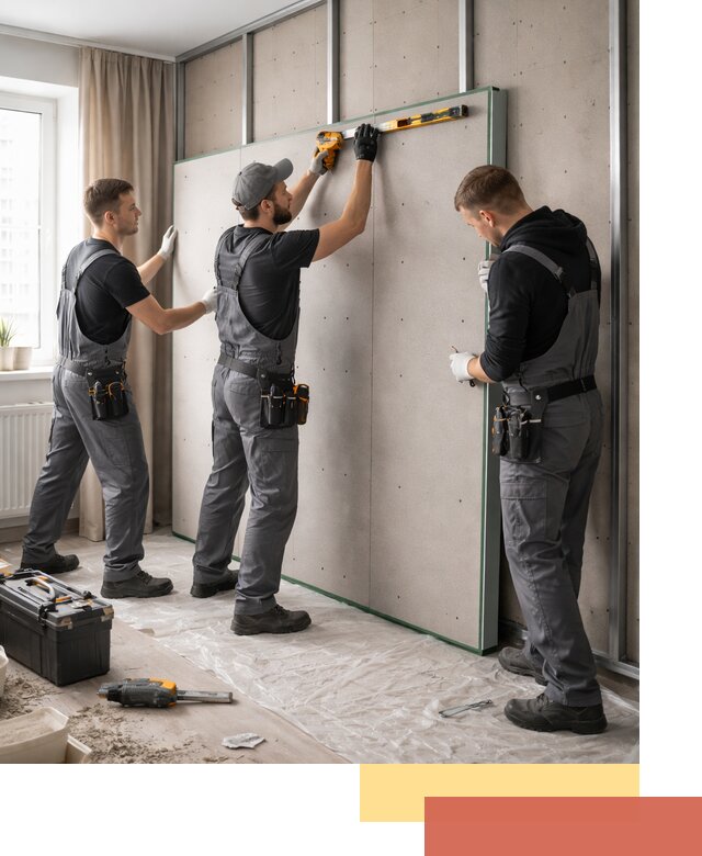 Шумоизоляция стен панелями ЗИПС в Гудермесе для жилых и коммерческих помещений