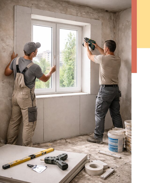 Монтаж откосов из гипсокартона в Гудермесе от 4611 руб. под ключ | ОТДЕЛОЧНИК-Гдр