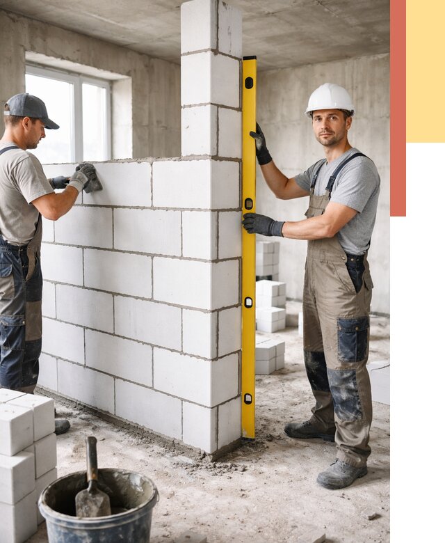 Кладка перегородок из пеноблока в Гудермесе от 1844 руб. под ключ | ОТДЕЛОЧНИК-Гдр