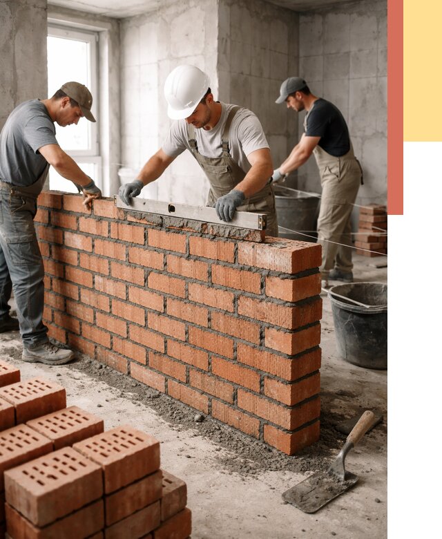 Кладка перегородок из кирпича в Гудермесе от 3586 руб. за м² | ОТДЕЛОЧНИК-Гдр