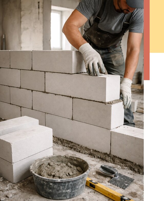 Кладка перегородок из силикатного блока в Гудермесе от 4099 руб. под ключ | ОТДЕЛОЧНИК-Гдр