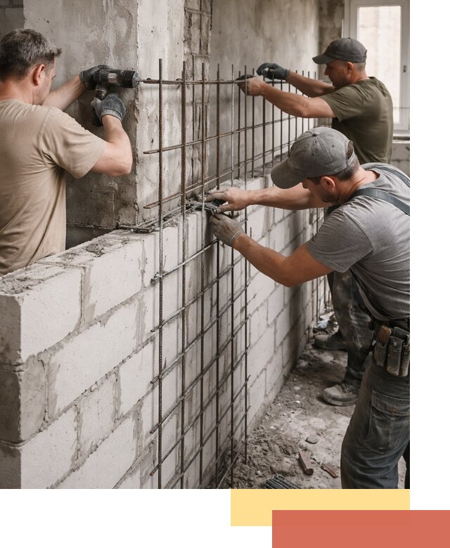 Армирование кладки перегородок в Гудермесе профессионально и надёжно