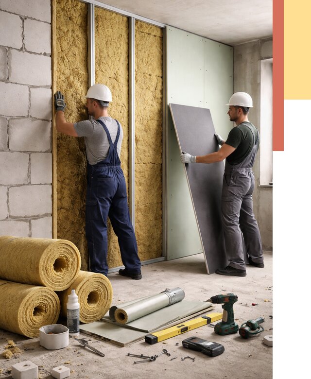 Шумоизоляция перегородок из блоков в Гудермесе от 1896 руб./м² — быстро и недорого | ОТДЕЛОЧНИК-Гдр