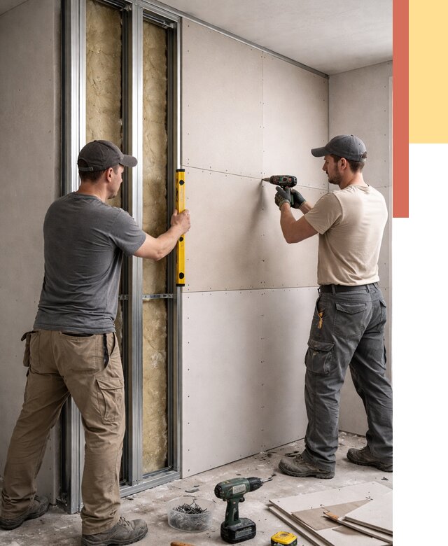 Монтаж двухслойной перегородки из гипсокартона в Гудермесе от 1486 руб. | ОТДЕЛОЧНИК-Гдр