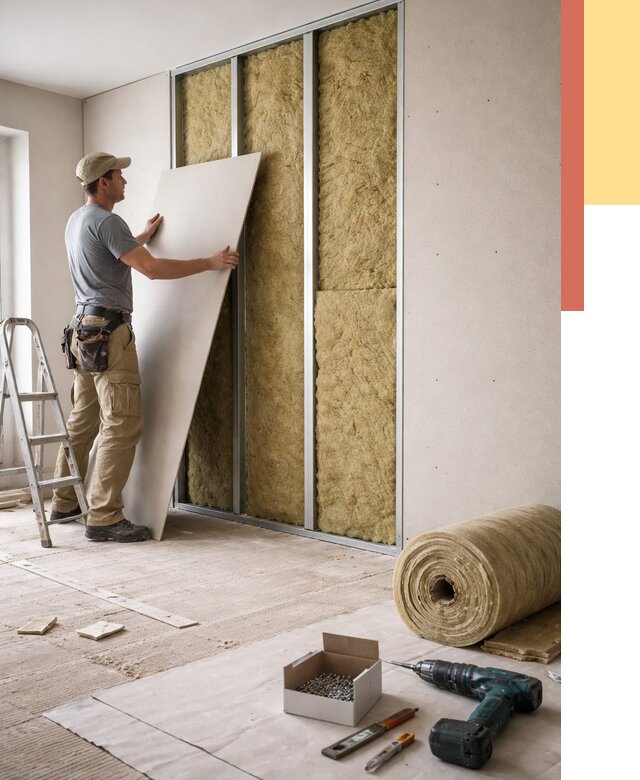 Перегородка из гипсокартона с шумоизоляцией в Гудермесе от 3197 руб. | ОТДЕЛОЧНИК-Гдр