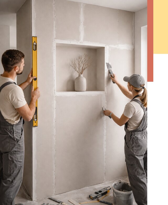 Перегородка из гипсокартона с нишей в Гудермесе от 3330 руб. под ключ | ОТДЕЛОЧНИК-Гдр