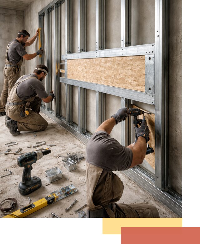 Усиленная перегородка для крепления тяжёлых конструкций в Гудермесе