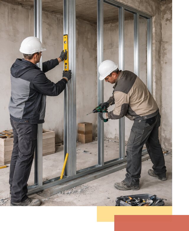 Монтаж каркаса перегородки из профиля в Гудермесе