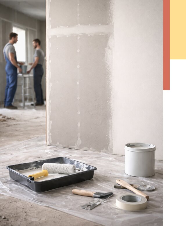 Покраска перегородок из гипсокартона в Гудермесе от 4611 руб. под ключ | ОТДЕЛОЧНИК-Гдр