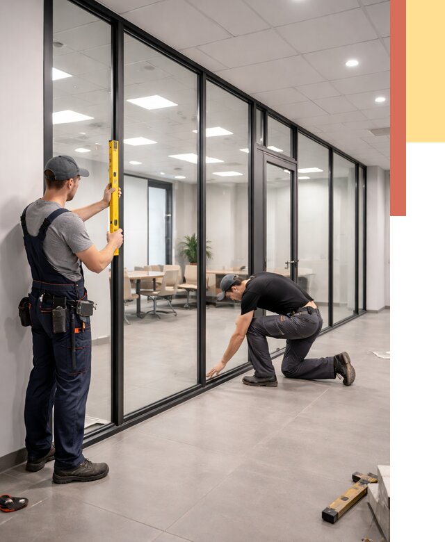 Каркасные стеклянные перегородки в Гудермесе под ключ от 9427 руб. | ОТДЕЛОЧНИК-Гдр