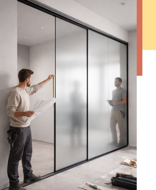 Матовые стеклянные перегородки в Гудермесе от 8710 руб. — монтаж и установка | ОТДЕЛОЧНИК-Гдр