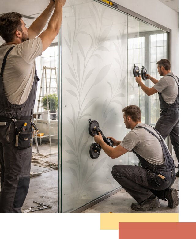 Стеклянные перегородки с рисунком на заказ в Гудермесе