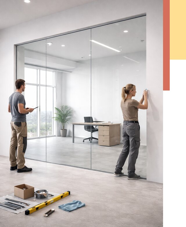 Перегородки из закаленного стекла в Гудермесе от 9735 руб. под ключ | ОТДЕЛОЧНИК-Гдр