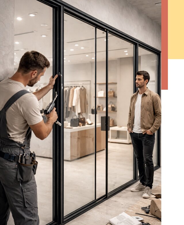 Стеклянные перегородки для магазинов в Гудермесе от 8403 руб. под ключ | ОТДЕЛОЧНИК-Гдр