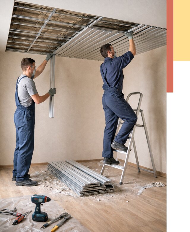 Демонтаж реечного потолка в Гудермесе от 4611 руб. быстро и недорого | ОТДЕЛОЧНИК-Гдр