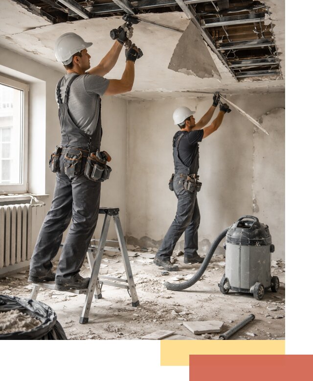 Демонтаж гипсокартонного потолка в Гудермесе быстро и аккуратно