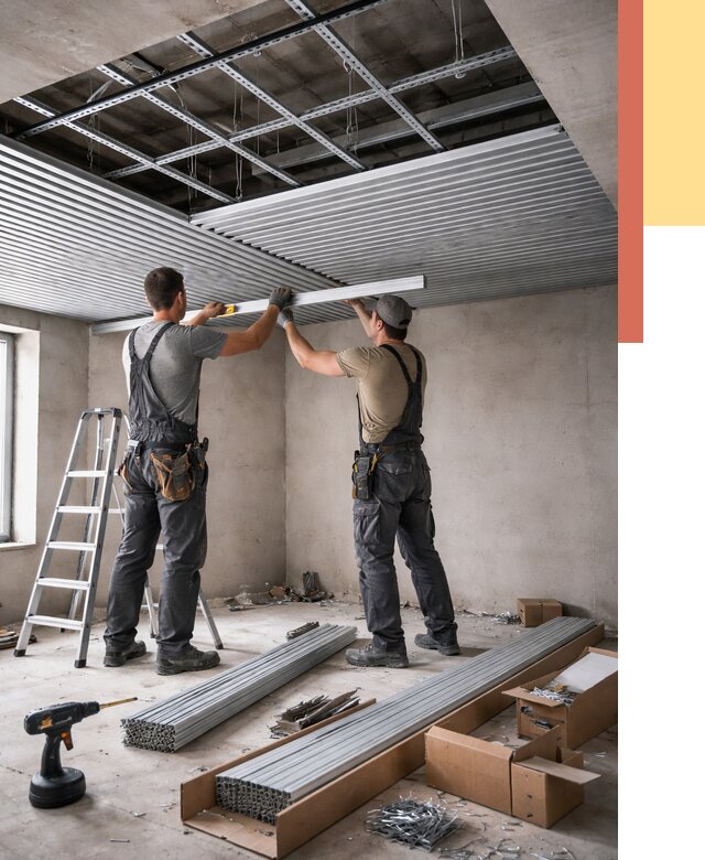 Монтаж реечного потолка в Гудермесе от 4611 руб. под ключ | ОТДЕЛОЧНИК-Гдр