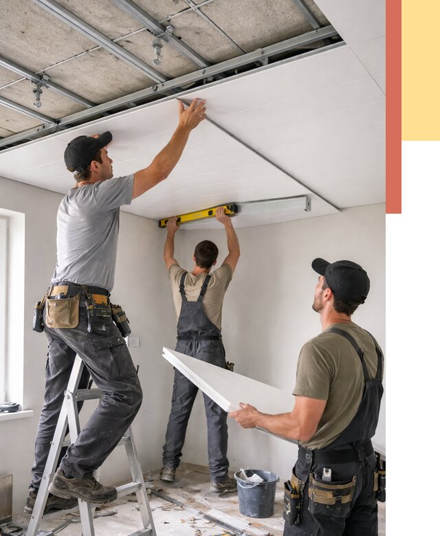 Монтаж потолка из ПВХ панелей в Гудермесе от 3586 руб./м2 — быстро и недорого | ОТДЕЛОЧНИК-Гдр