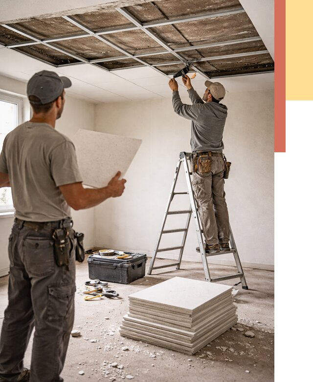 Замена плит подвесного потолка в Гудермесе от 1793 руб. быстро и недорого | ОТДЕЛОЧНИК-Гдр